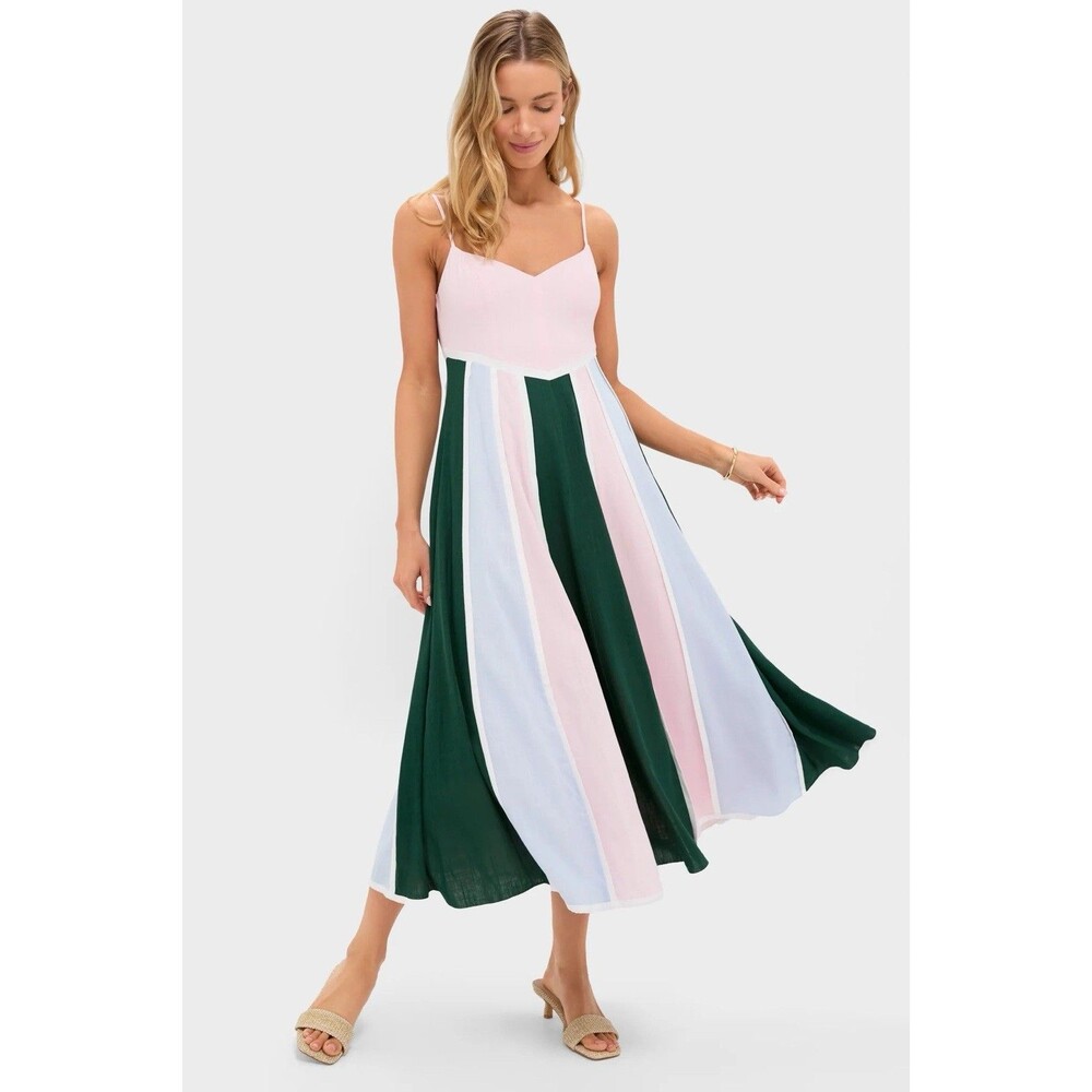 NWT Tuckernuck Hyacinth House Baxter Maxi Dress Sz XS Striped Linen Blend Preppy